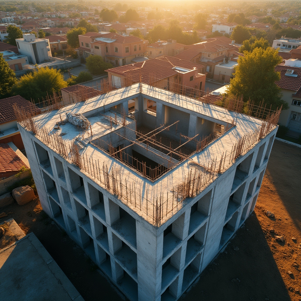 Aerial drone shot of a residential construction site in Argentina